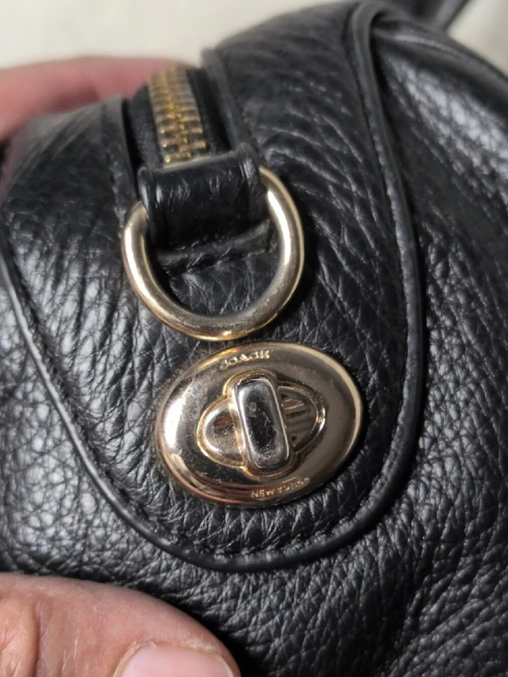 Coach Black Pebbled Leather Bennet Satchel Bag